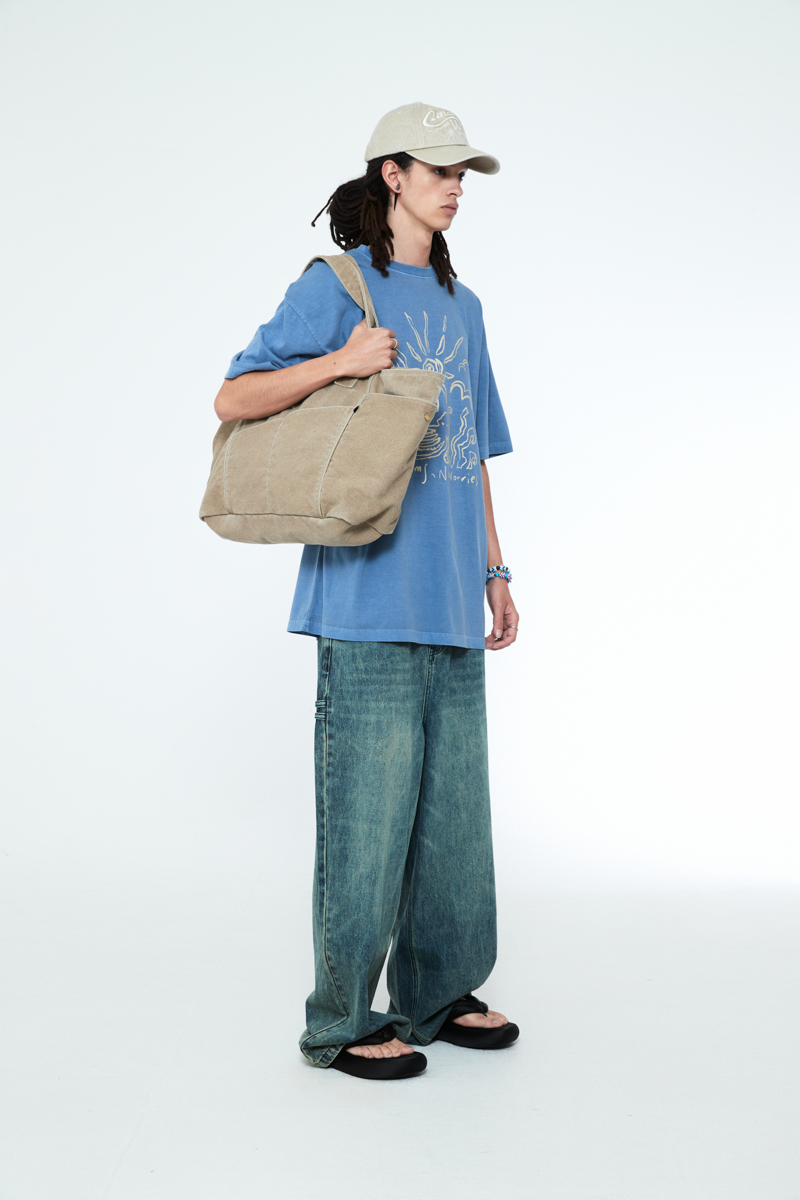 [SSERPE] PIGMENT WASHED OXFORD TOTE BAG BEIGE 3