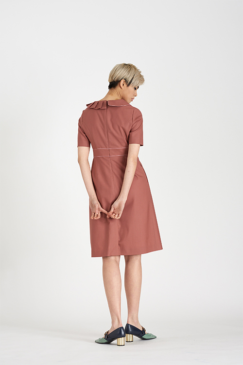 [FREAKS BY KIMTAEHOON] Asymmetrical Structural Neckline 100% Summer Wool Summer Suit Dress_Nostalgia Rose 6