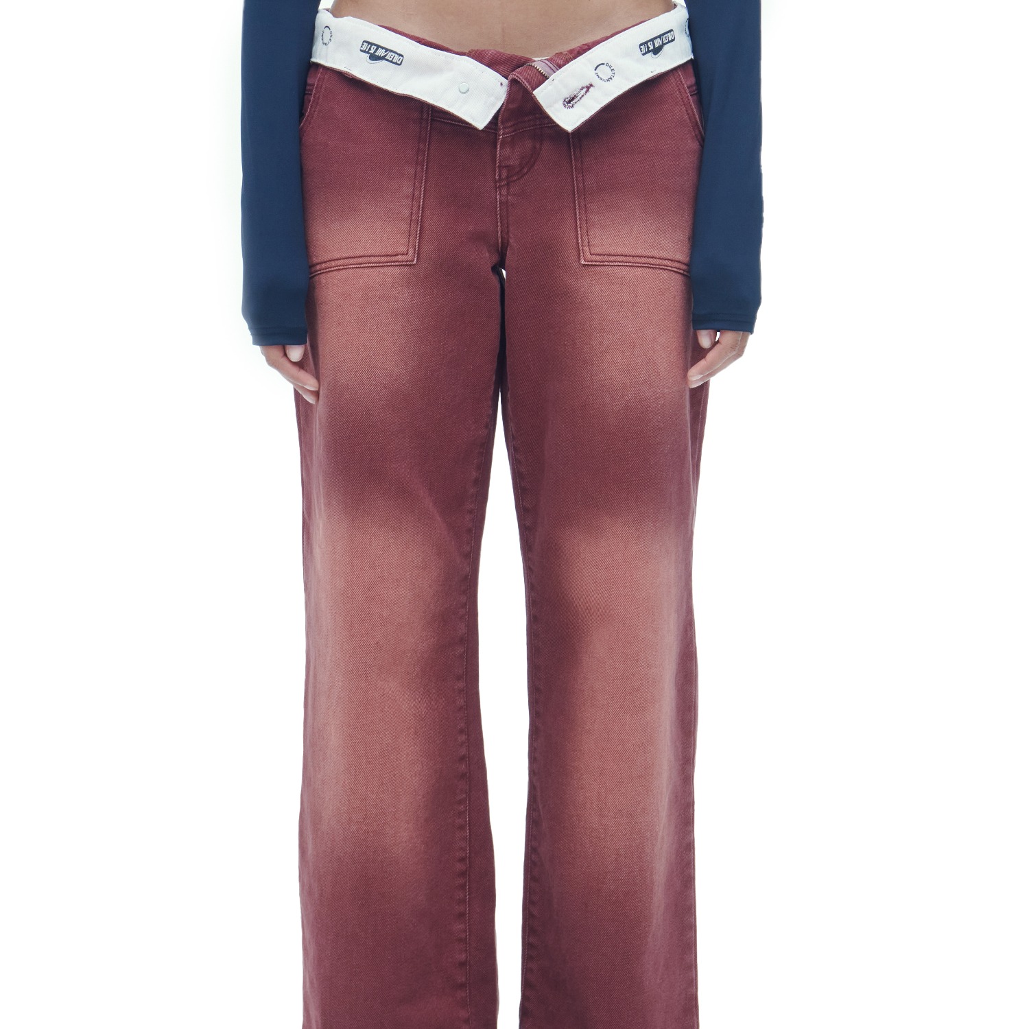 [DILETTANTISME] TURN UP LOGO BELT LOW RISE PANTS 2