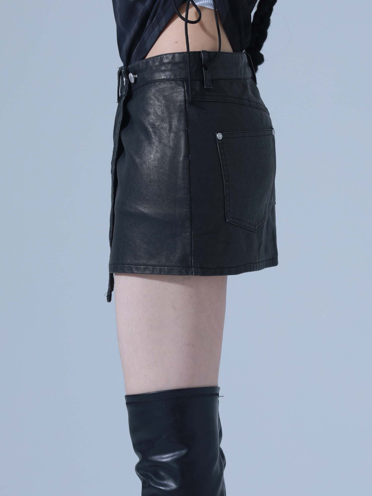 [DILETTANTISME] PIGMENT VINTAGE VEGAN LEATHER SKIRT 3