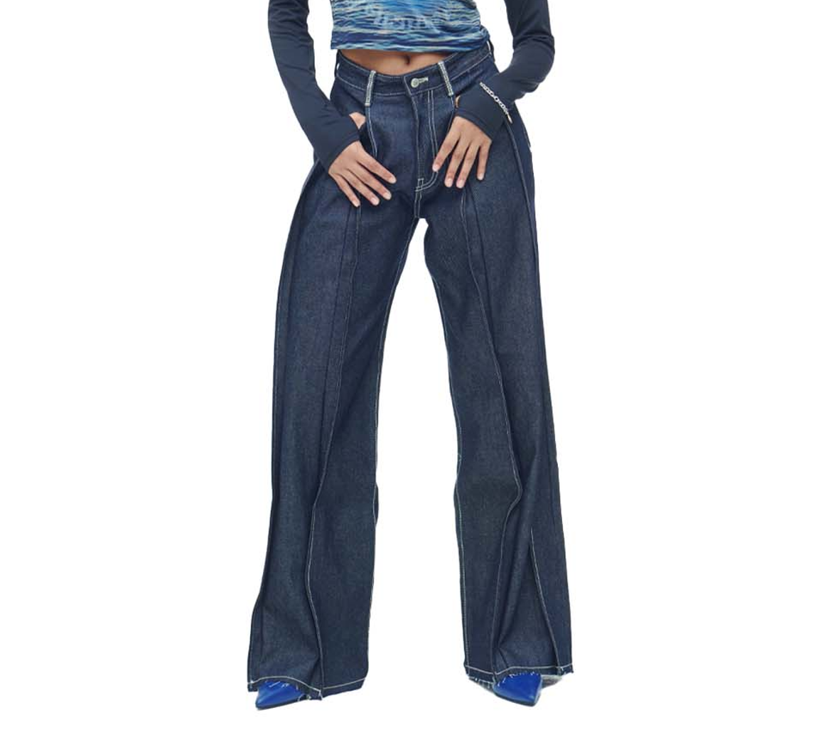 [DILETTANTISME] OVERLOCK PLEATS WIDE DENIM