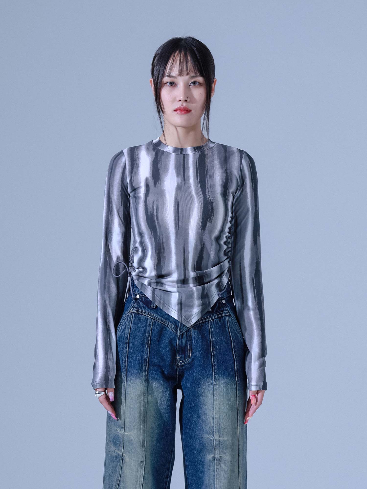[DILETTANTISME] Marble Shirring String T-Shirts 3