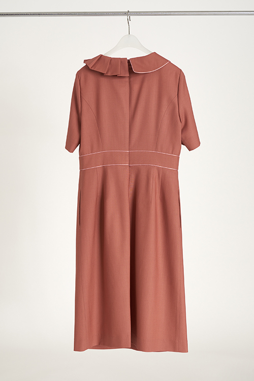 [FREAKS BY KIMTAEHOON] Asymmetrical Structural Neckline 100% Summer Wool Summer Suit Dress_Nostalgia Rose 10