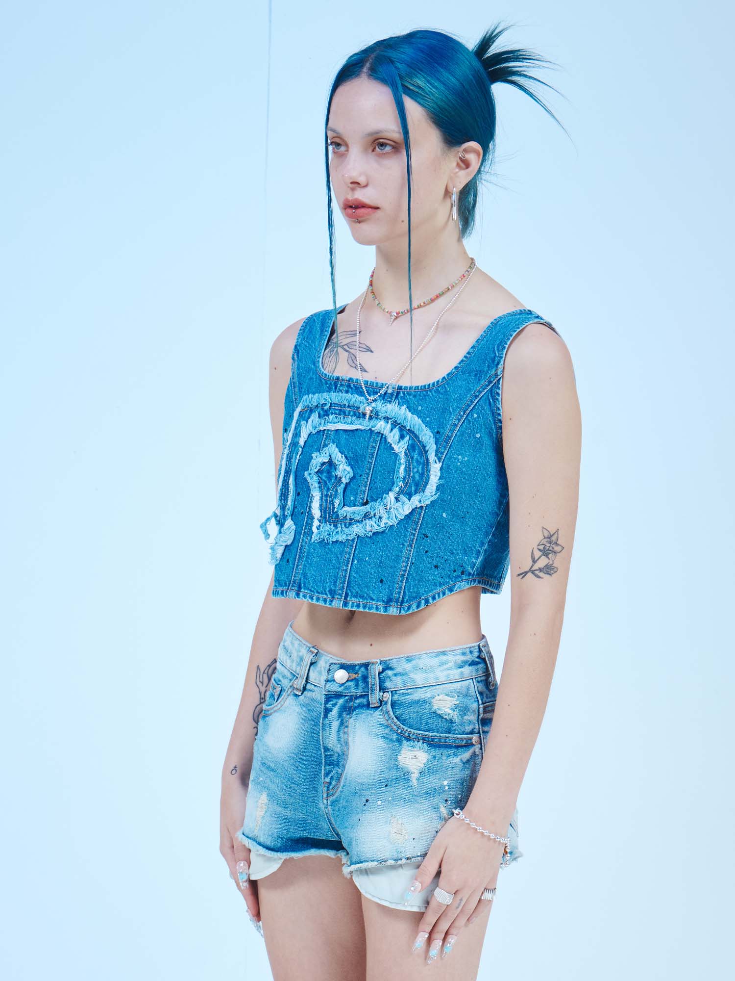[DILETTANTISME] D LOGO DENIM STRING TOP 3