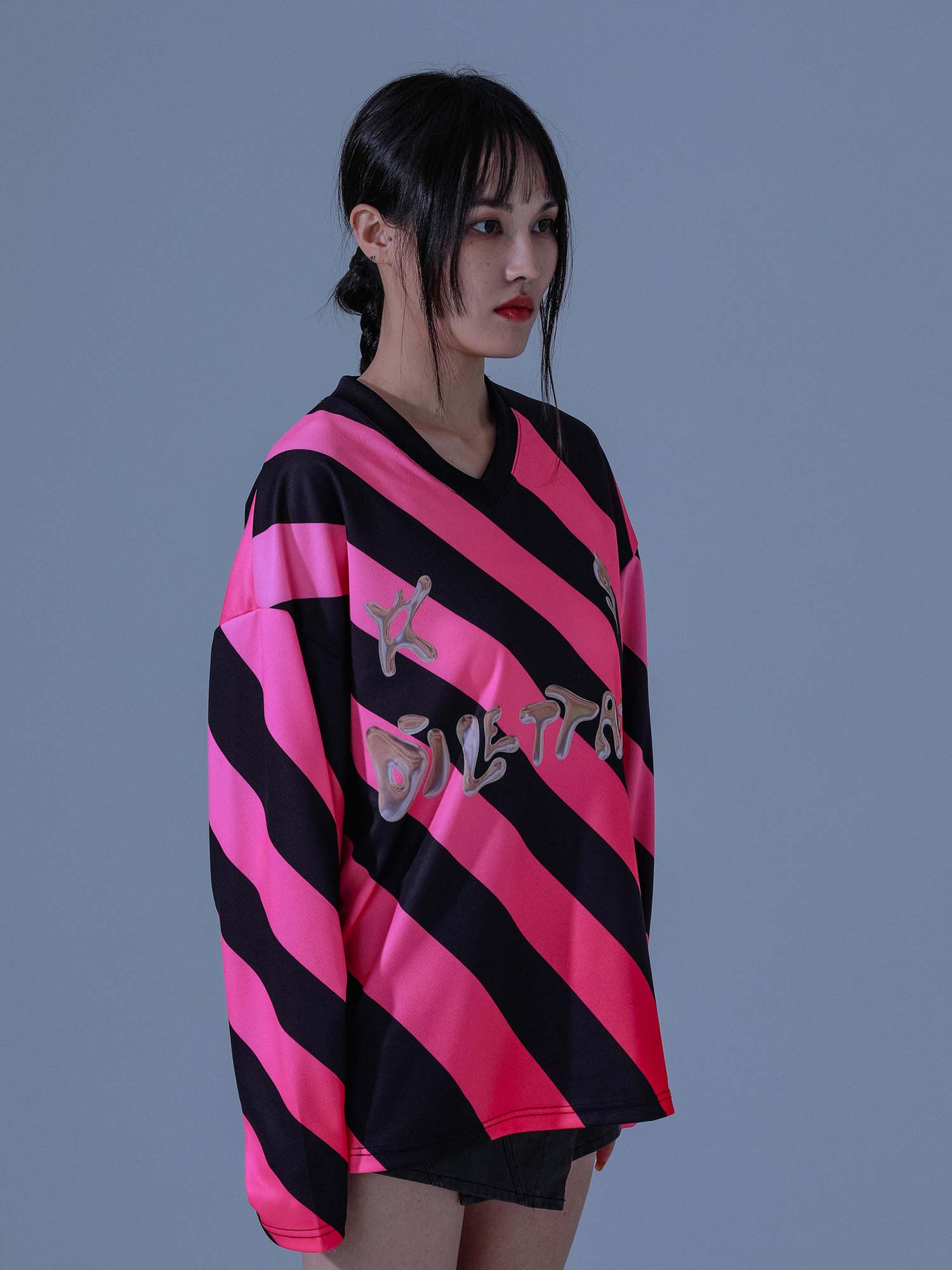 [DILETTANTISME]  Stripe Football Jersey T-Shirts 8