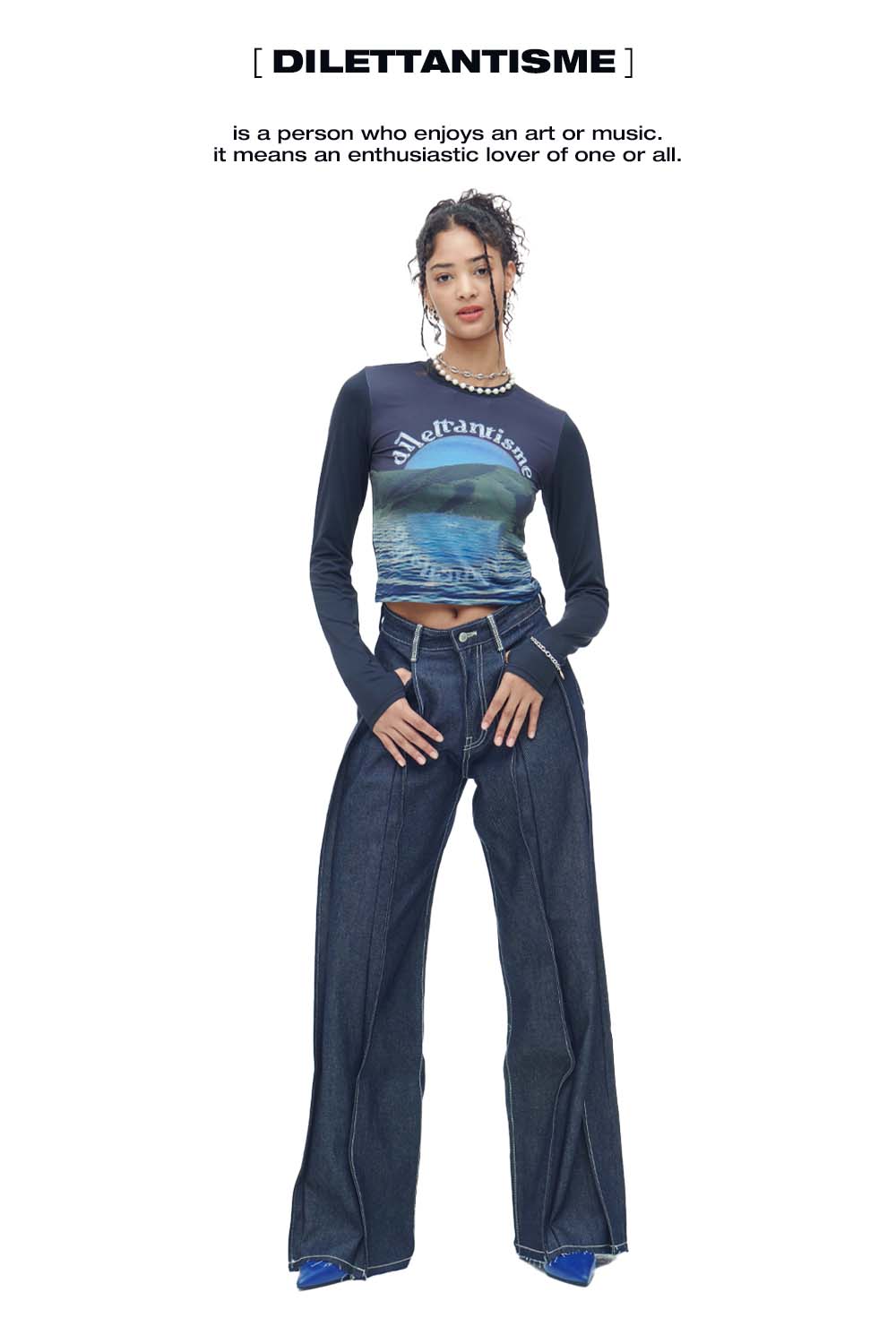 [DILETTANTISME] OVERLOCK PLEATS WIDE DENIM 5
