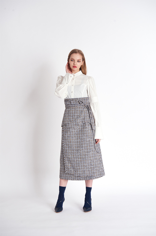 [FREAKS BY KIMTAEHOON] High-Waisted, Cut-Edge Structured Maxi Wrap Skirt_Tweed 6