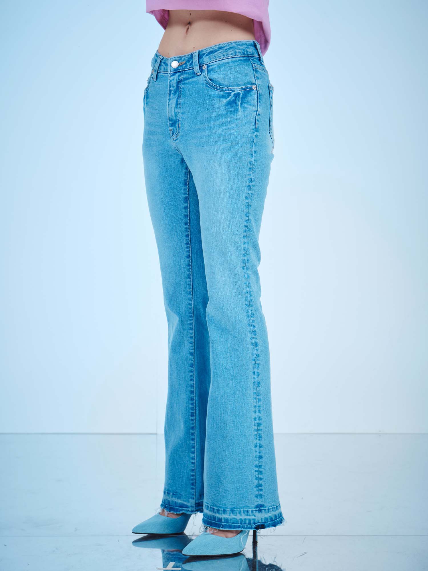 [DILETTANTISME] Light Washing Boots Cut Span Denim 3