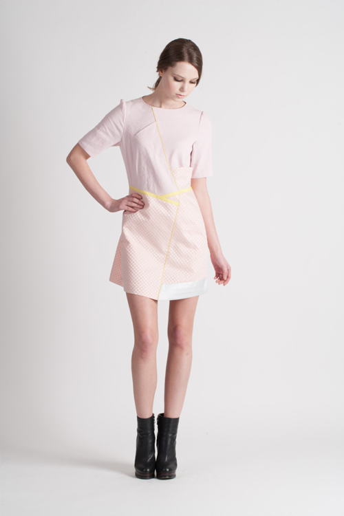 [FREAKS BY KIMTAEHOON] Feldblume A-Structural Mini Dress_Baby Pink 2