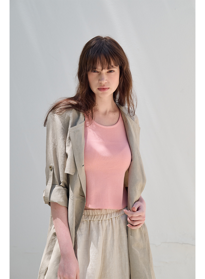 [FREAKS BY KIMTAEHOON] Hot Summer Linen Blending High-Waisted Trench Dress_EUCALYPTUS 9