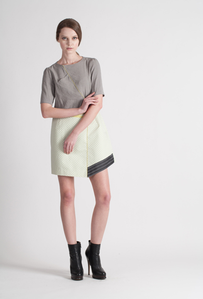 [FREAKS BY KIMTAEHOON] Feldblume A-structural Mini Dress_Yellow Green 6
