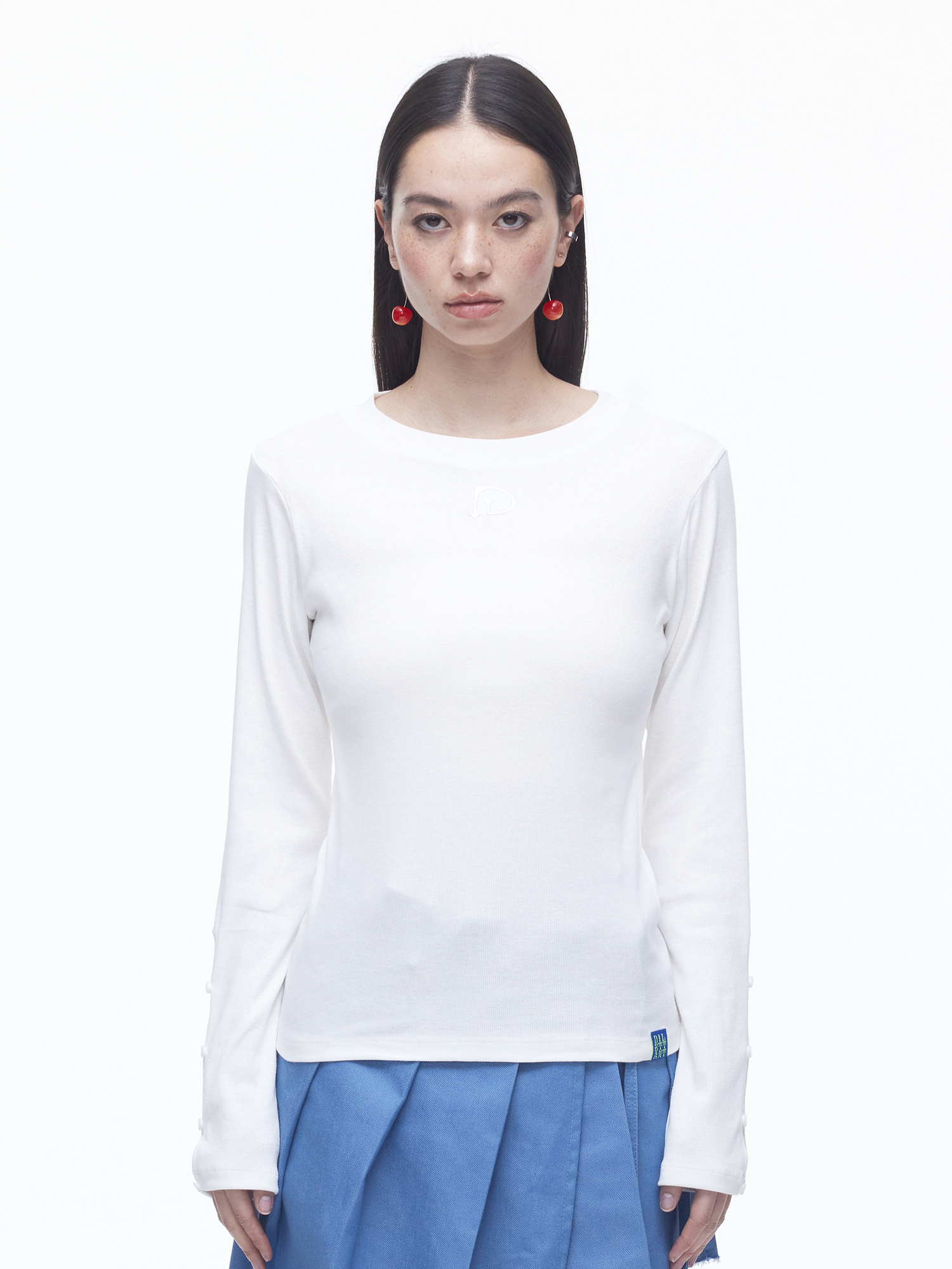 Slit Button T-shirts-WHT 2