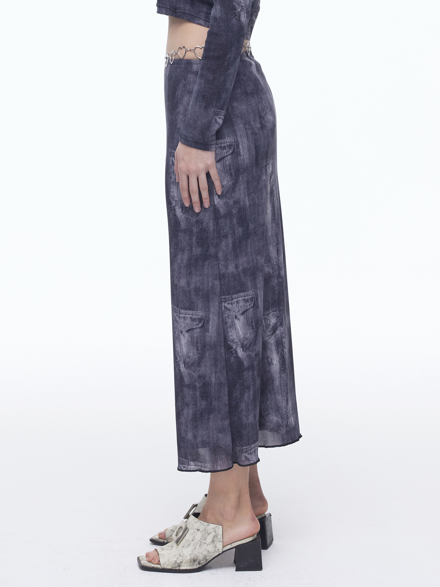 [DILETTANTISME]  Denim Print Mesh Skirt 4