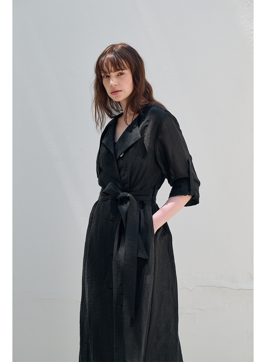 [FREAKS BY KIMTAEHOON] Hot Summer Linen Blending High-Waisted Trench Dress_ANTHRACITE BLACK 7