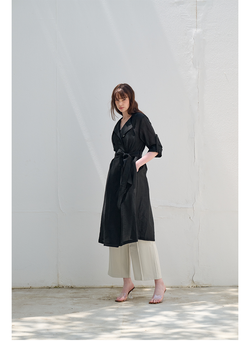 [FREAKS BY KIMTAEHOON] Hot Summer Linen Blending High-Waisted Trench Dress_ANTHRACITE BLACK 5