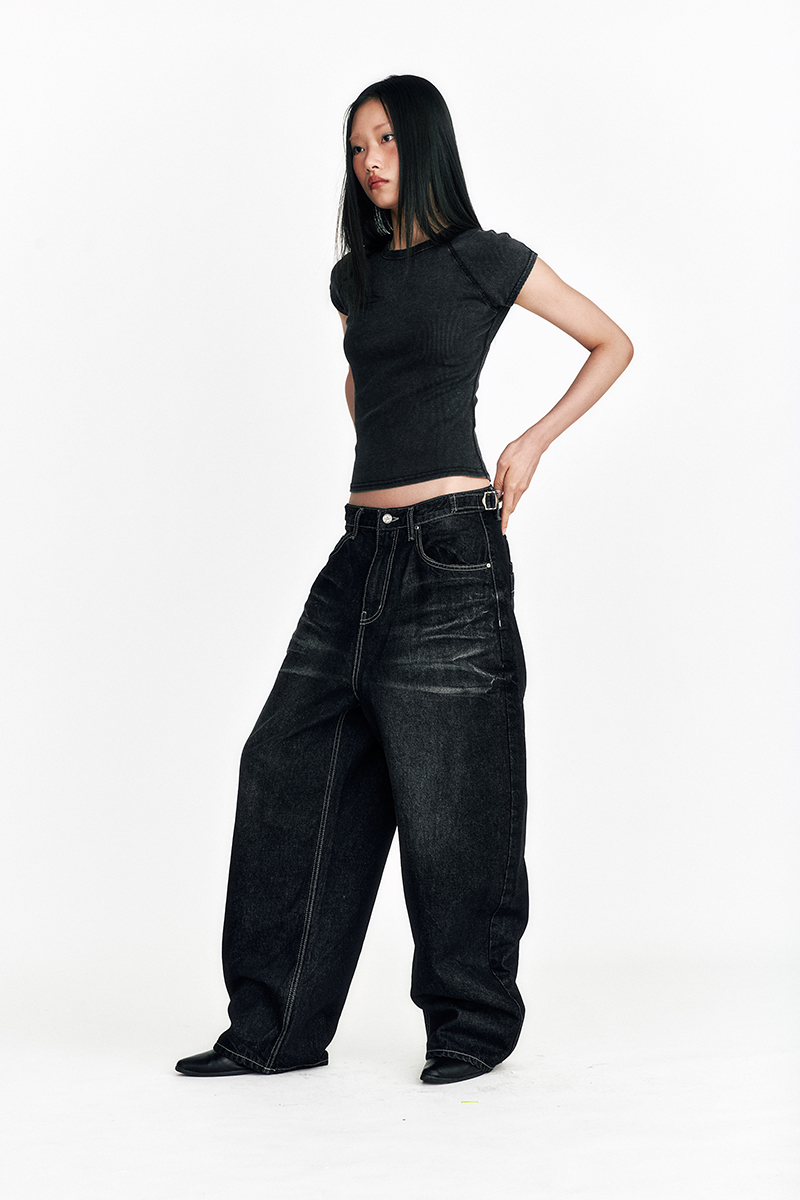 [SSERPE] NIGHT RIDER CURVED DENIM PANTS 5