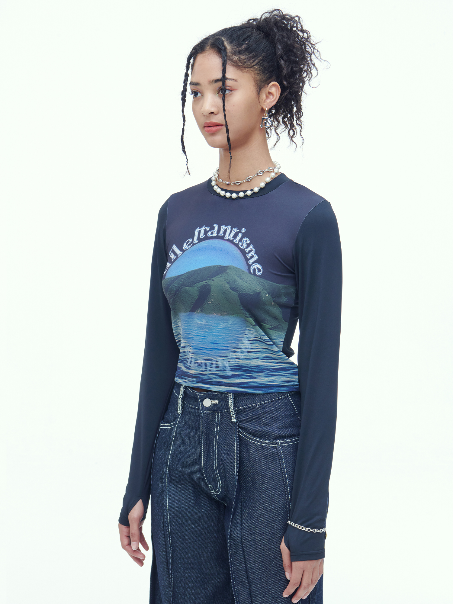 [DILETTANTISME] Moon Warmer Graphic Crop T-Shirts 3