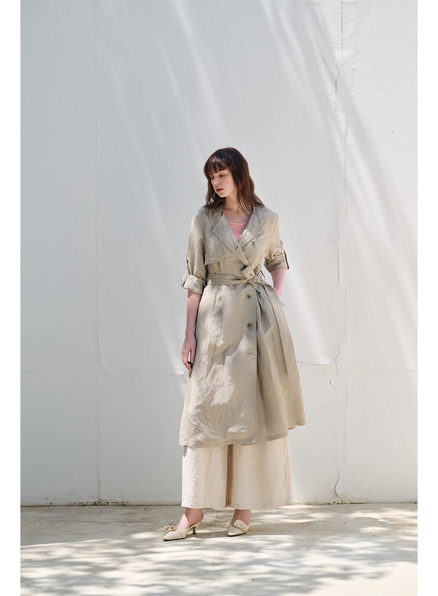 [FREAKS BY KIMTAEHOON] Hot Summer Linen Blending High-Waisted Trench Dress_EUCALYPTUS 6