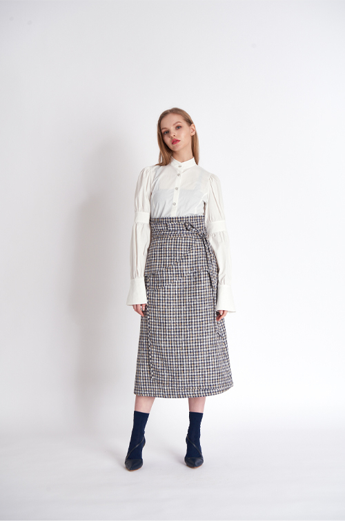 [FREAKS BY KIMTAEHOON] High-Waisted, Cut-Edge Structured Maxi Wrap Skirt_Tweed 5