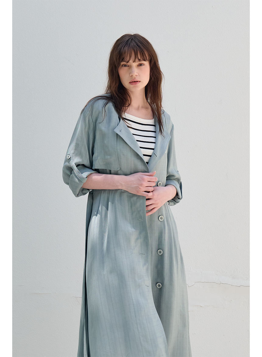[FREAKS] Hot Summer Linen Blending High-Waisted Trench Dress 7