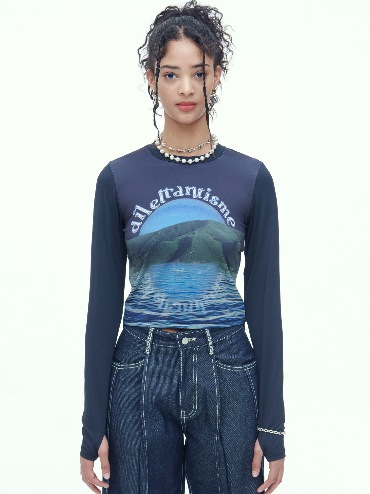 [DILETTANTISME] Moon Warmer Graphic Crop T-Shirts 5