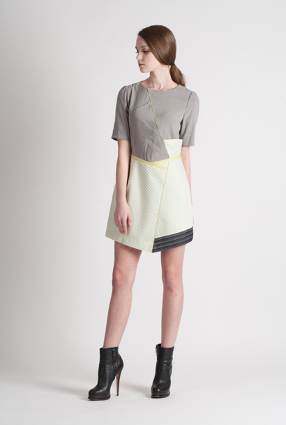[FREAKS BY KIMTAEHOON] Feldblume A-structural Mini Dress_Yellow Green 2