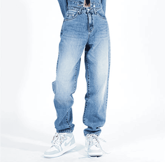 MID-WASHING SEMI BAGGY JEANS-BLUE 7