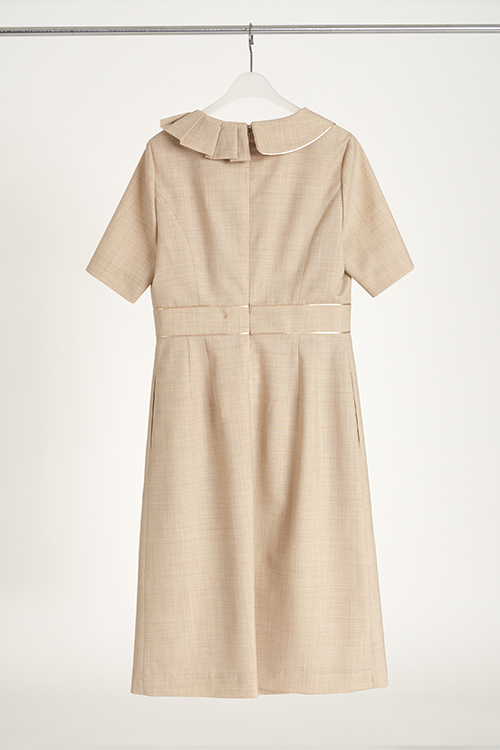 [FREAKS BY KIMTAEHOON] Asymmetrical Structural Neckline 100% Summer Wool Summer Suit Dress_Sand Beige 9