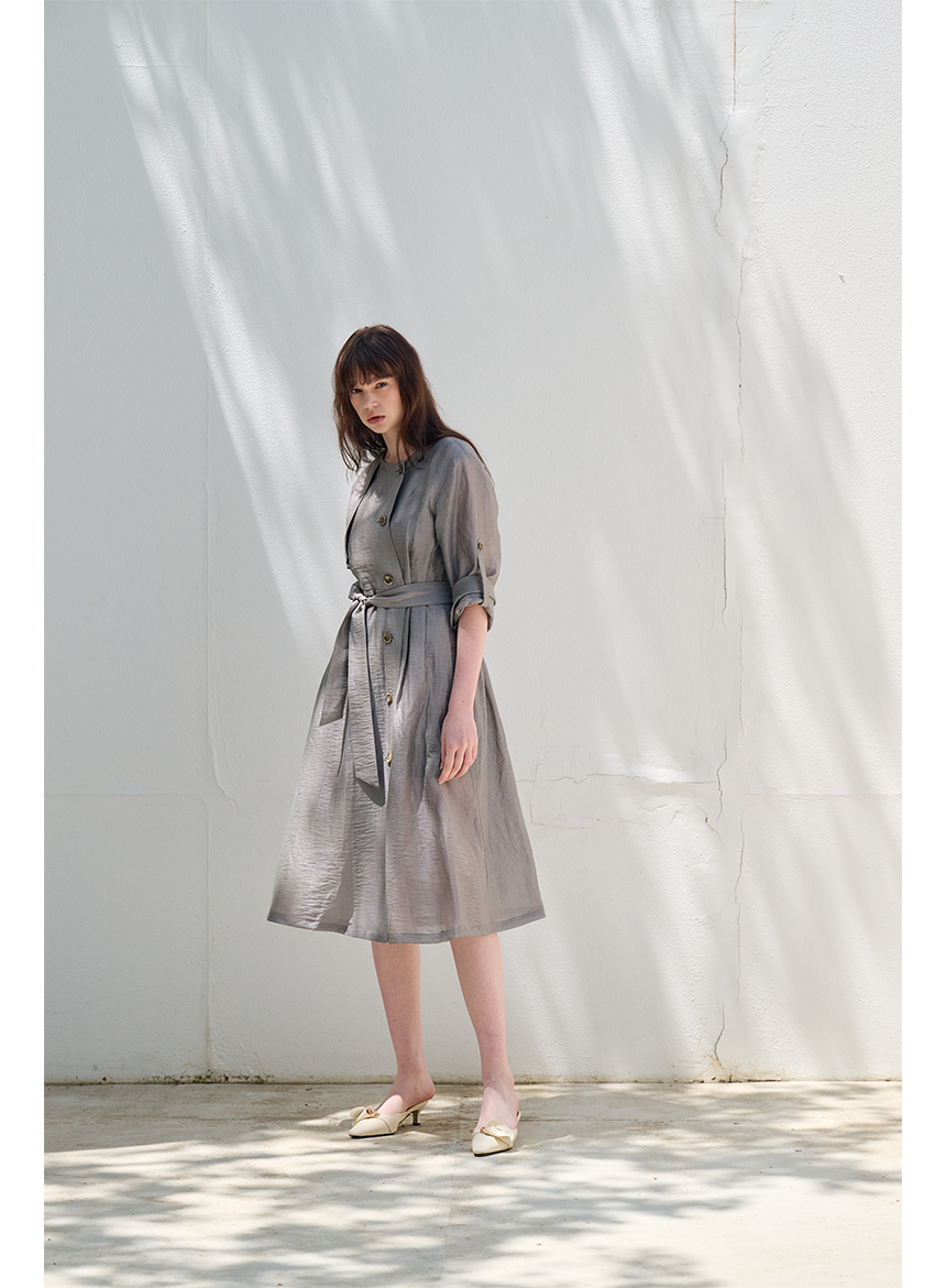 [FREAKS] Hot Summer Linen Blending High-Waisted Trench Dress 9