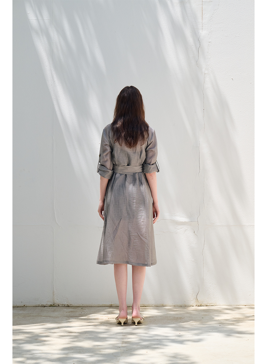 [FREAKS] Hot Summer Linen Blending High-Waisted Trench Dress 4