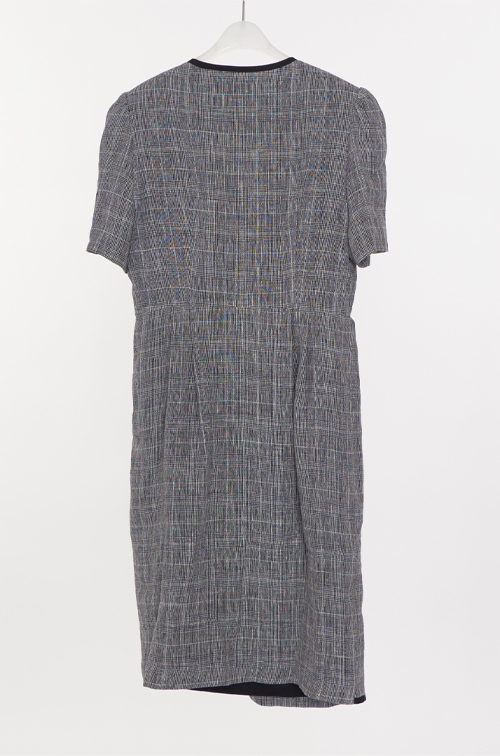 [FREAKS BY KIMTAEHOON] Glen Check Linen Asymmetrical Wrap Dress 8