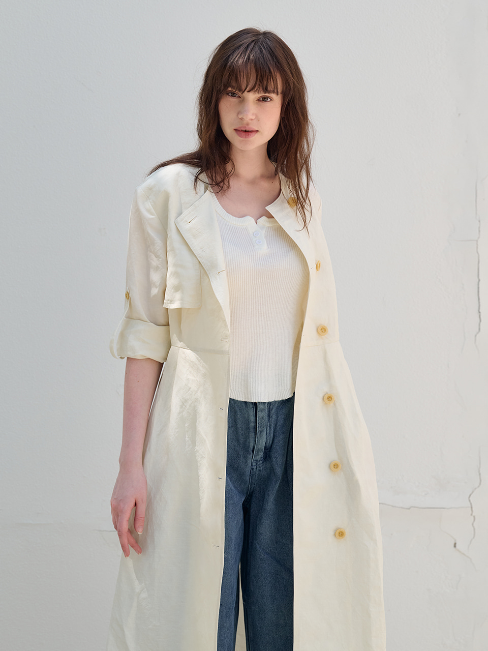 [FREAKS BY KIMTAEHOON] Hot Summer Linen Blending High-Waisted Trench Dress_WHISPER WHITE 3