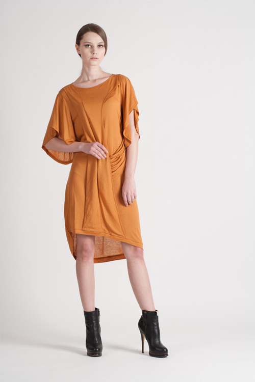 [FREAKS BY KIMTAEHOON] Monica Kate Unsymmetrisch Tencel Dress_Burnt Orange 4