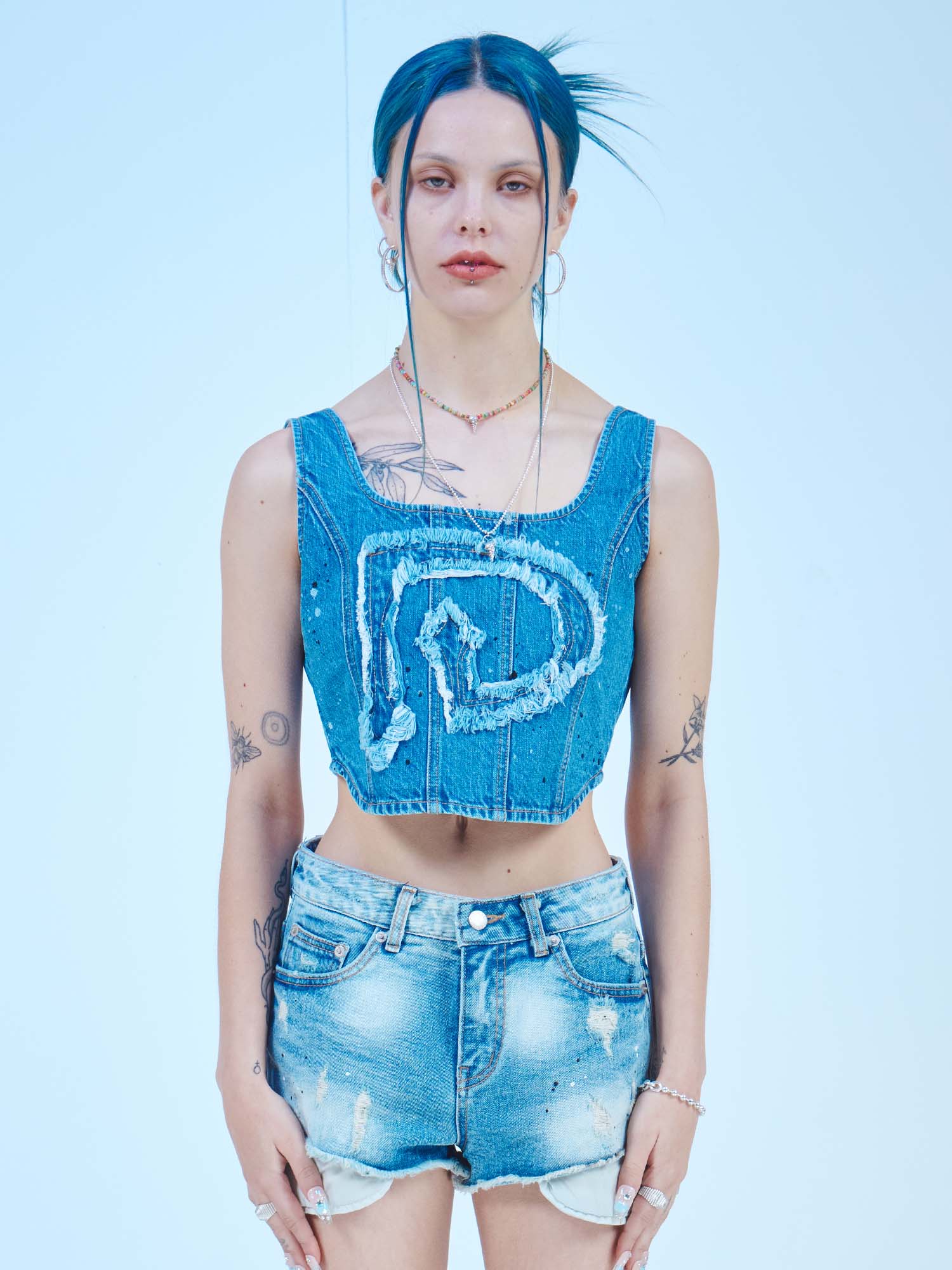 [DILETTANTISME] D LOGO DENIM STRING TOP 2