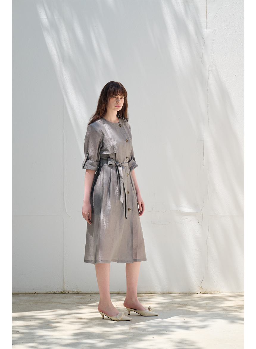[FREAKS] Hot Summer Linen Blending High-Waisted Trench Dress 6