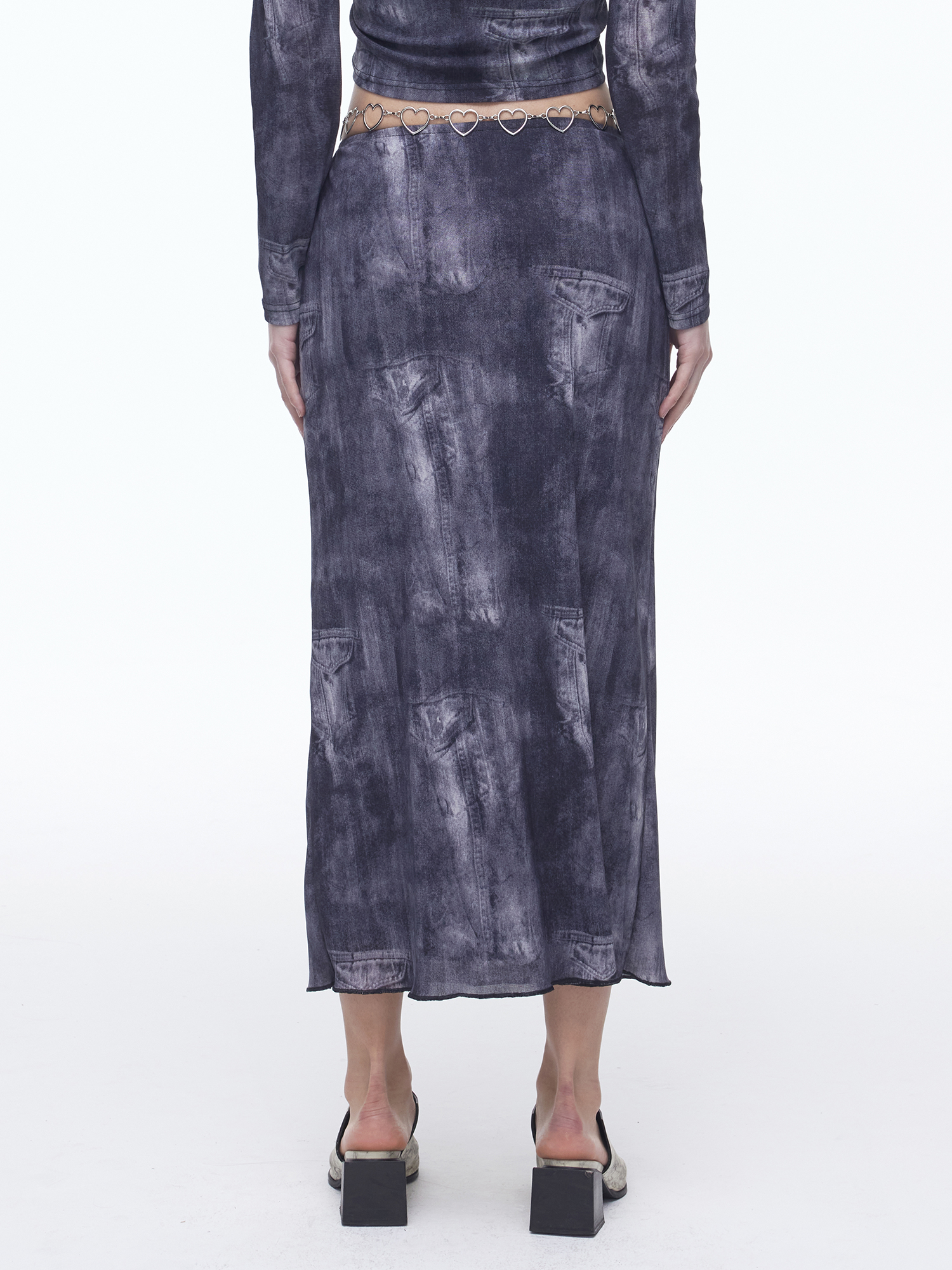 [DILETTANTISME]  Denim Print Mesh Skirt 3