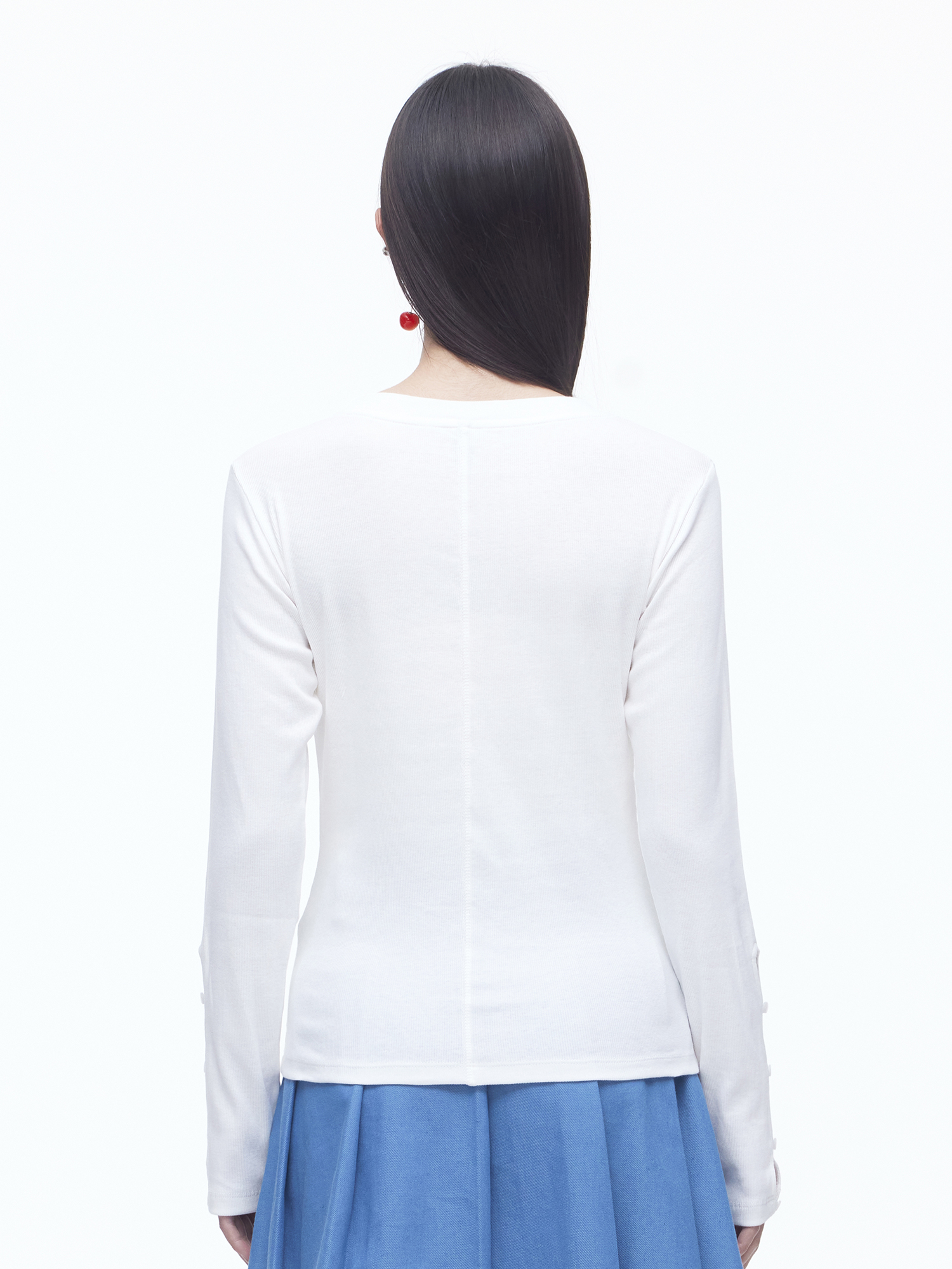 Slit Button T-shirts-WHT 3