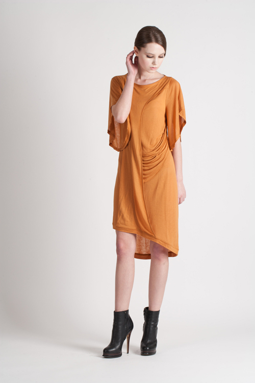 [FREAKS BY KIMTAEHOON] Monica Kate Unsymmetrisch Tencel Dress_Burnt Orange 5