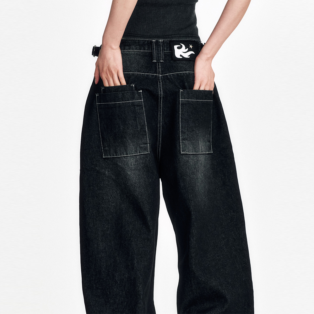[SSERPE] NIGHT RIDER CURVED DENIM PANTS 8