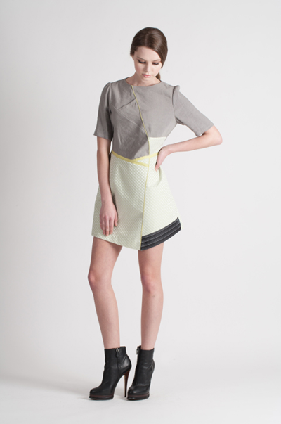[FREAKS BY KIMTAEHOON] Feldblume A-structural Mini Dress_Yellow Green 3