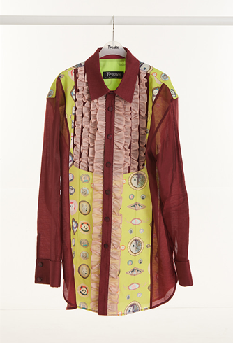 [FREAKS BY KIMTAEHOON] Unisex Frill Long Blouse + Mini-Shirtdress _YELLOW GREEN 5