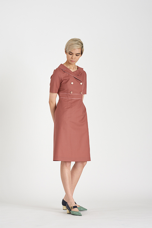 [FREAKS BY KIMTAEHOON] Asymmetrical Structural Neckline 100% Summer Wool Summer Suit Dress_Nostalgia Rose 7