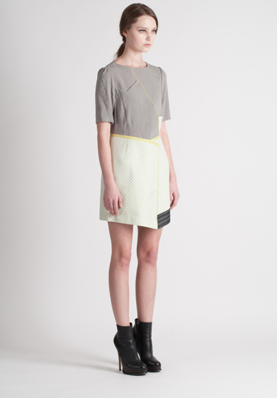 [FREAKS BY KIMTAEHOON] Feldblume A-structural Mini Dress_Yellow Green 5