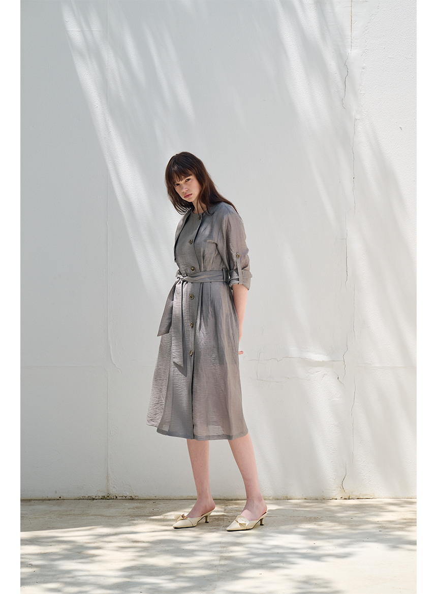 [FREAKS] Hot Summer Linen Blending High-Waisted Trench Dress 5