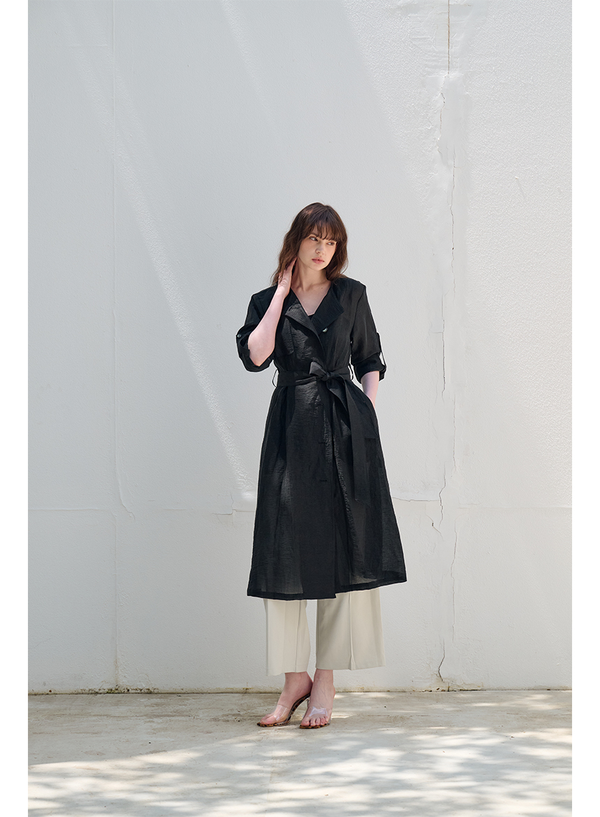 [FREAKS BY KIMTAEHOON] Hot Summer Linen Blending High-Waisted Trench Dress_ANTHRACITE BLACK 2