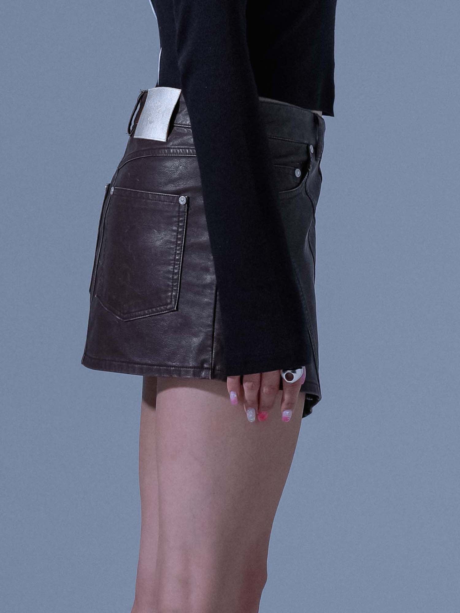 [DILETTANTISME] PIGMENT VINTAGE VEGAN LEATHER SKIRT 8