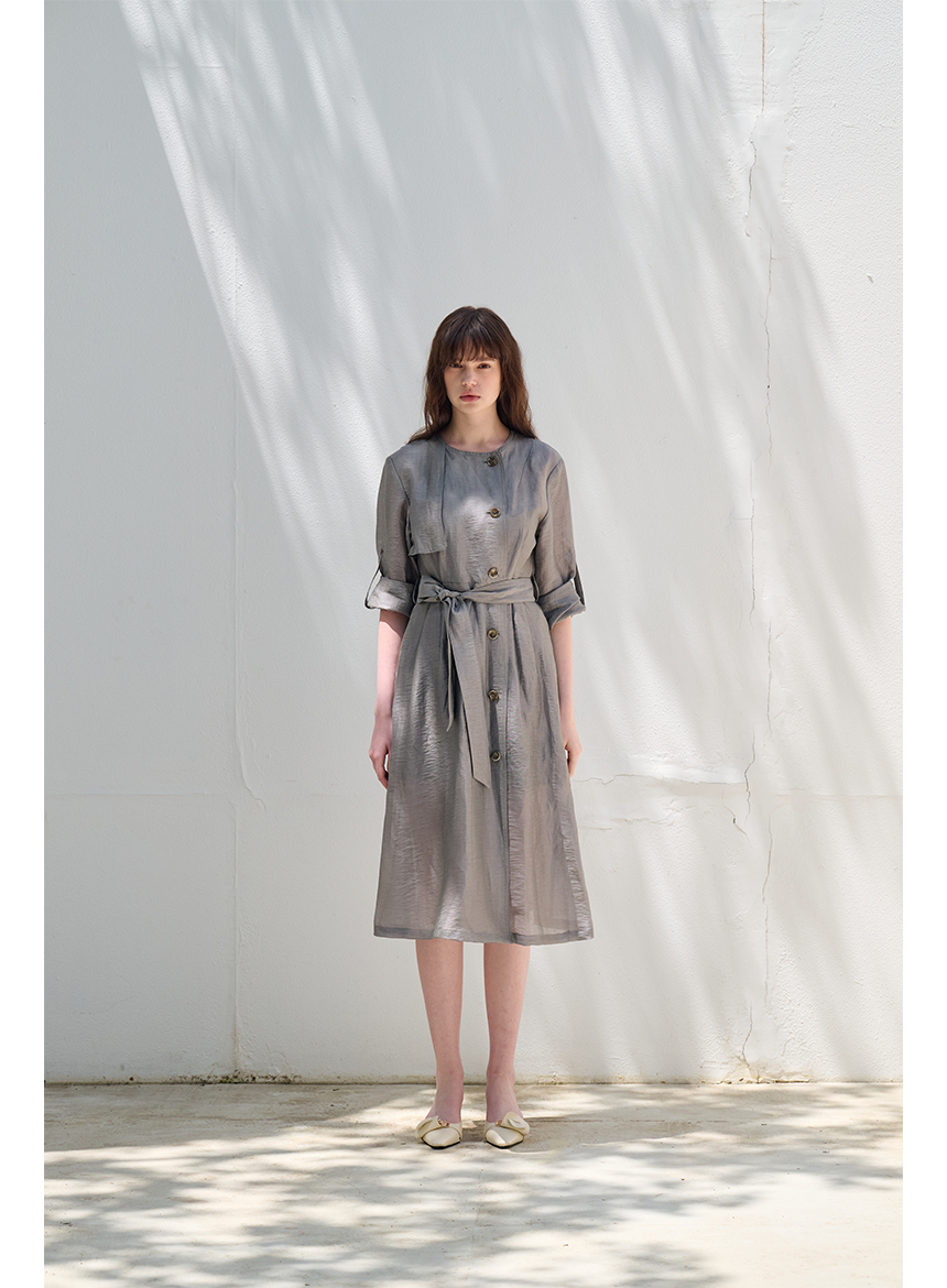 [FREAKS] Hot Summer Linen Blending High-Waisted Trench Dress 2