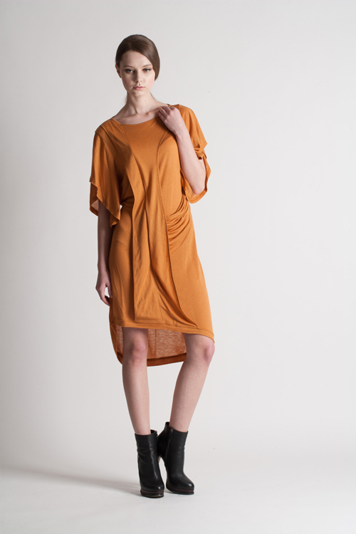 [FREAKS BY KIMTAEHOON] Monica Kate Unsymmetrisch Tencel Dress_Burnt Orange 2