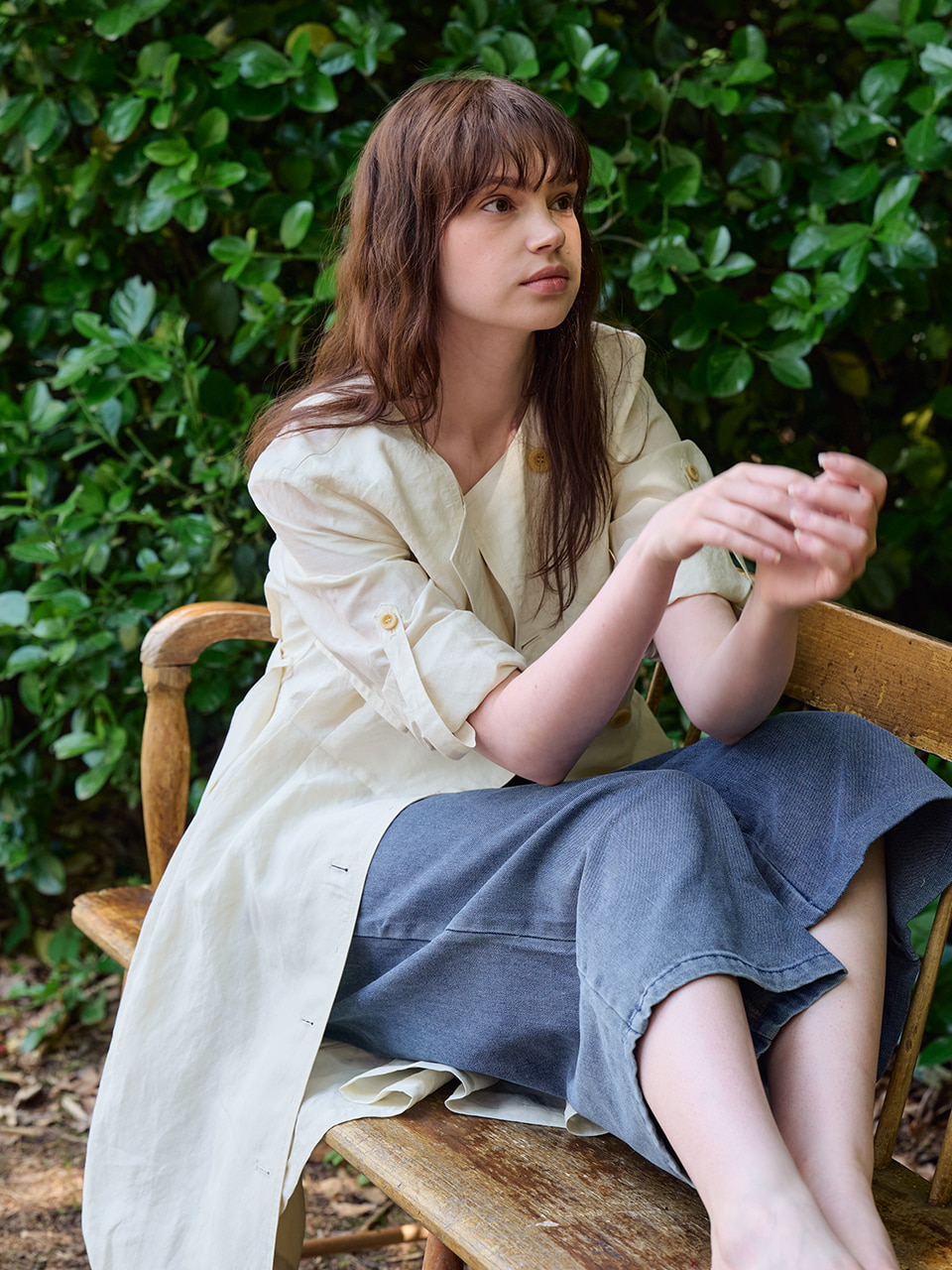 [FREAKS BY KIMTAEHOON] Hot Summer Linen Blending High-Waisted Trench Dress_WHISPER WHITE 7