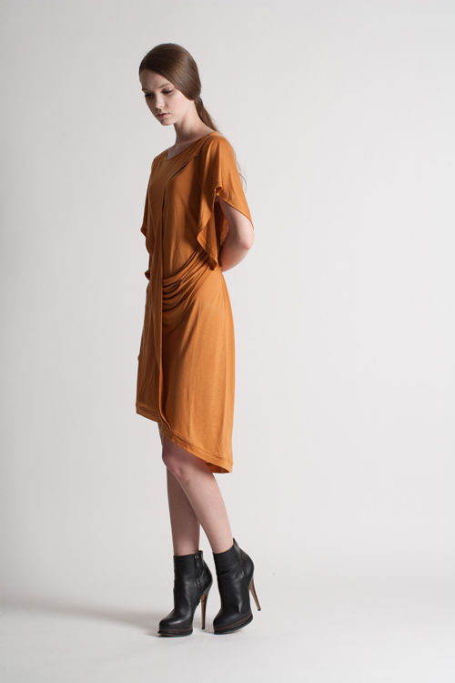 [FREAKS BY KIMTAEHOON] Monica Kate Unsymmetrisch Tencel Dress_Burnt Orange 7